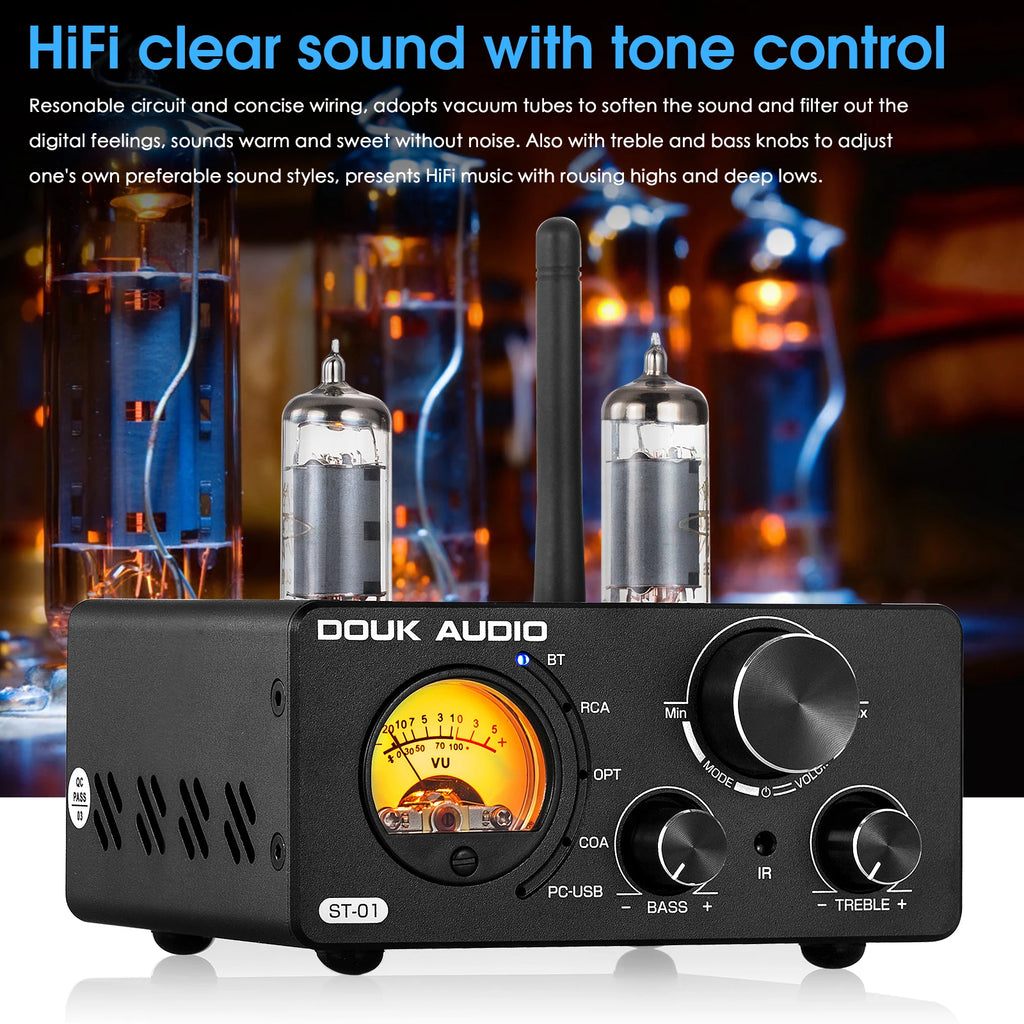 Amplificador Nobsound HiFi Válvulas Bluetooth 5.0 | USB DAC | COAX/OPT | 100W+100W | Vú Metro | Hogar - Firu Total Sales