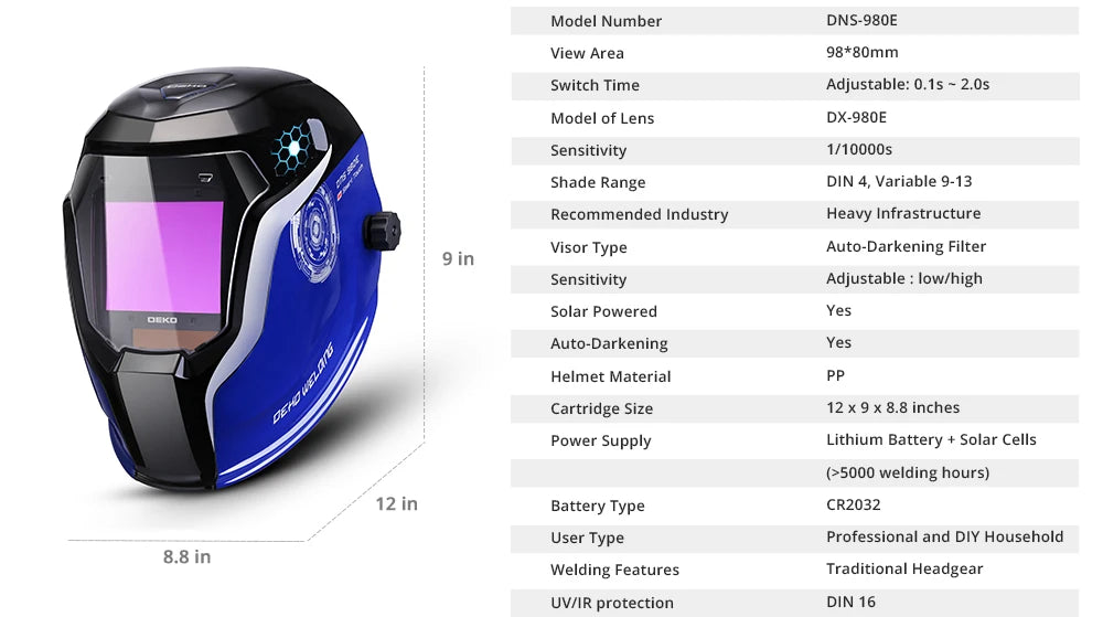 DEKO Skull Solar Auto Darkening Adjustable Range 4/9-13 MIG MMA Electric Welding Mask Helmet Welding Lens for Welding Machine