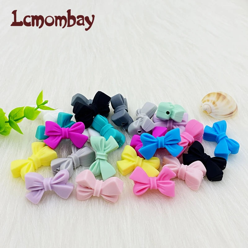 50pcs Bow Silicone Beads Food grade Teethers Bowknot Baby Teething Beads DIY Necklace Making Pacifier Baby Products