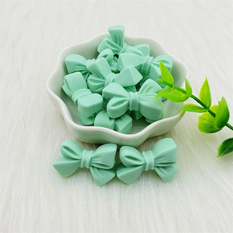 50pcs Bow Silicone Beads Food grade Teethers Bowknot Baby Teething Beads DIY Necklace Making Pacifier Baby Products