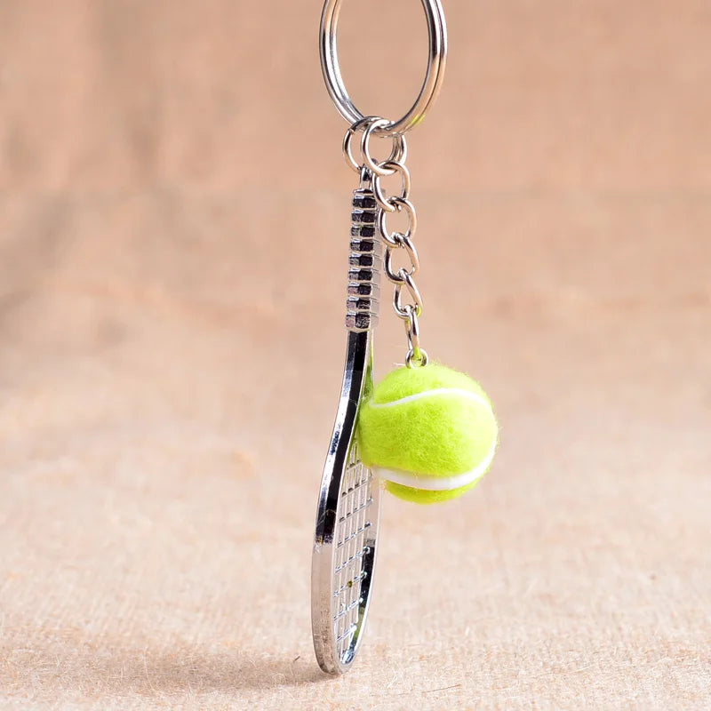 Tennis Racket Keychain - Cute Sport Mini Keychain 6 Color Pendant Car Keyring Sports Key Chain Love Sports Gifts