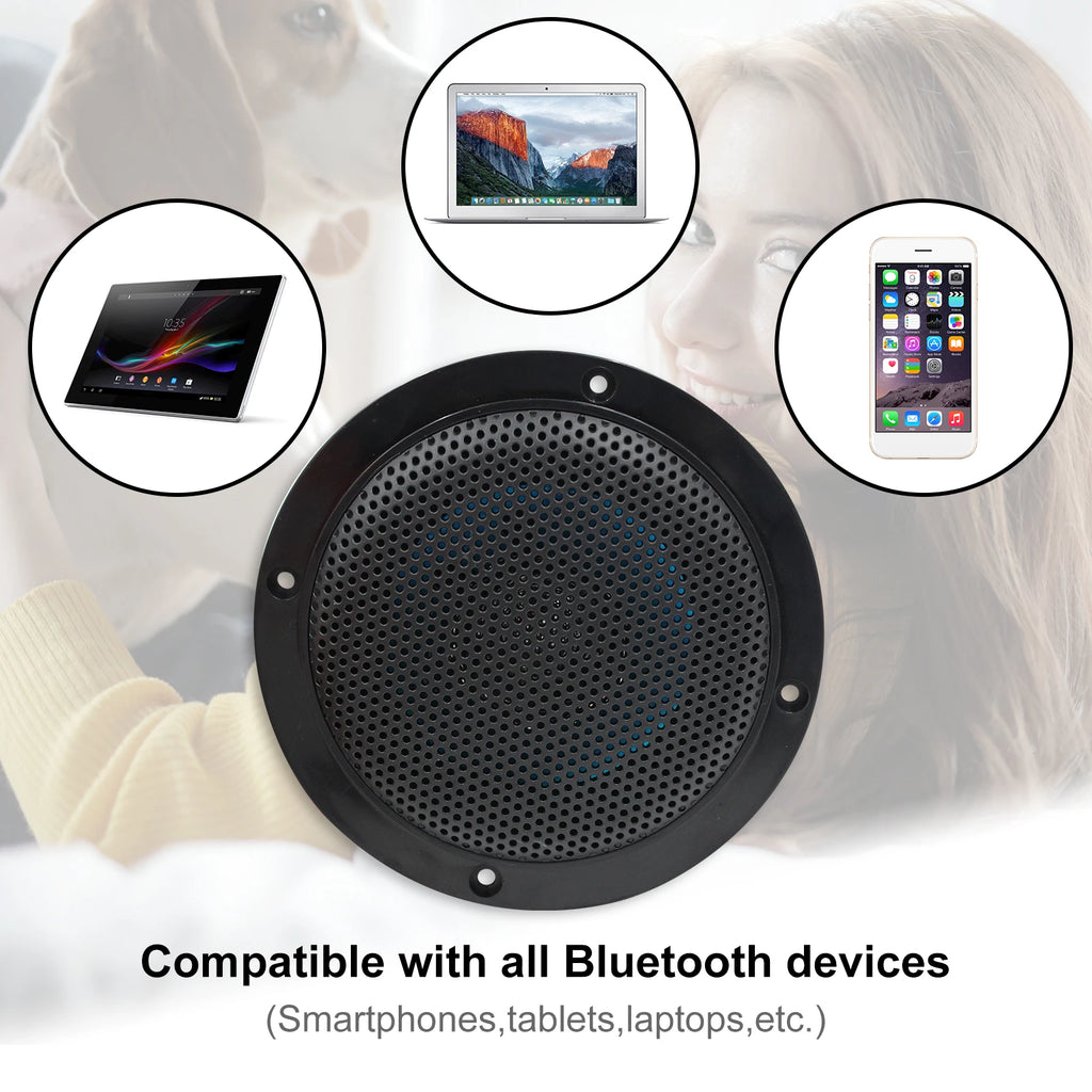 STUDIOFINIX 4'' 160W Waterproof Bluetooth Ceiling Speakers - Ultra-Thin Marine Speakers for House, Caravan, RV & Houseboats 2PCS