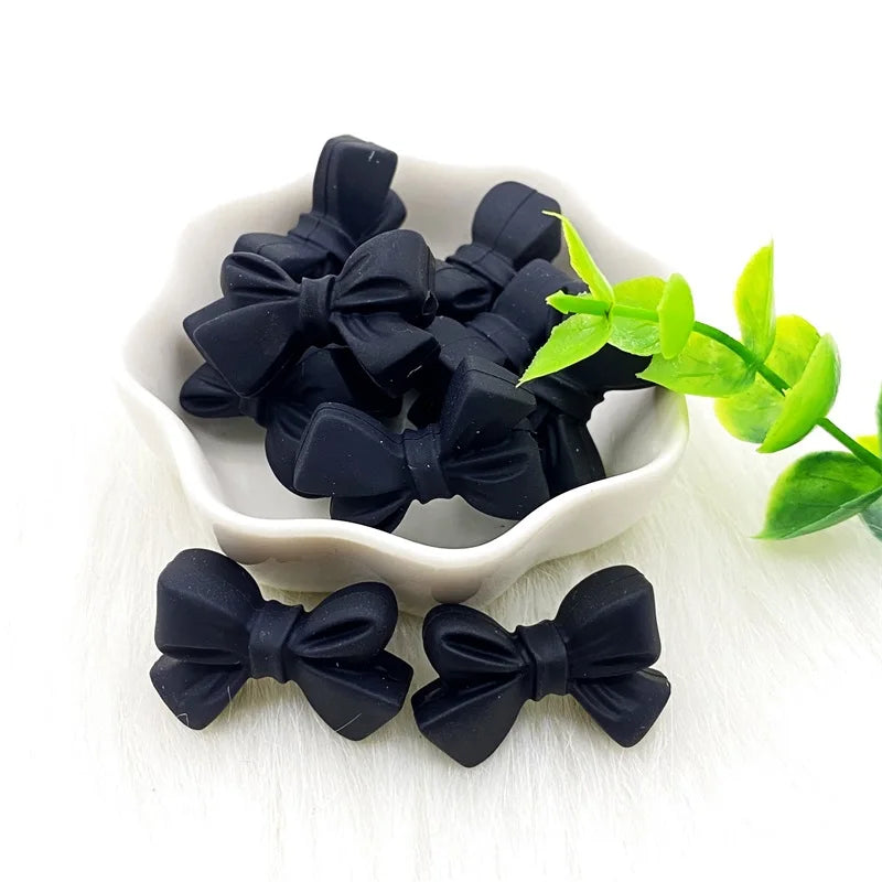 50pcs Bow Silicone Beads Food grade Teethers Bowknot Baby Teething Beads DIY Necklace Making Pacifier Baby Products