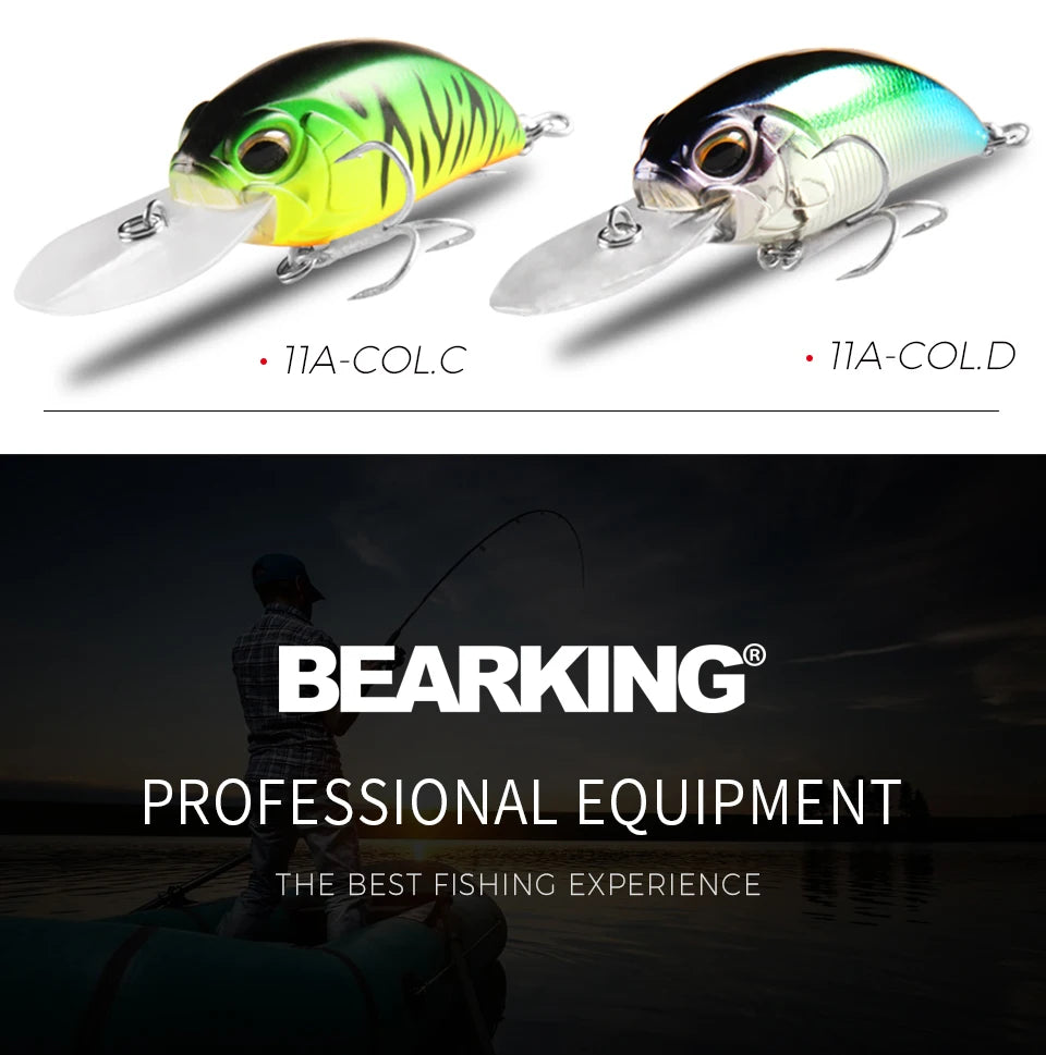 2017 New hot Excellent Bearking hot professional quality crank bait good fishing lures 65mm,14g crank.dive 2m,pike bass fishing