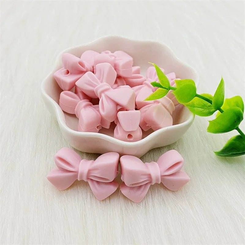 50pcs Bow Silicone Beads Food grade Teethers Bowknot Baby Teething Beads DIY Necklace Making Pacifier Baby Products
