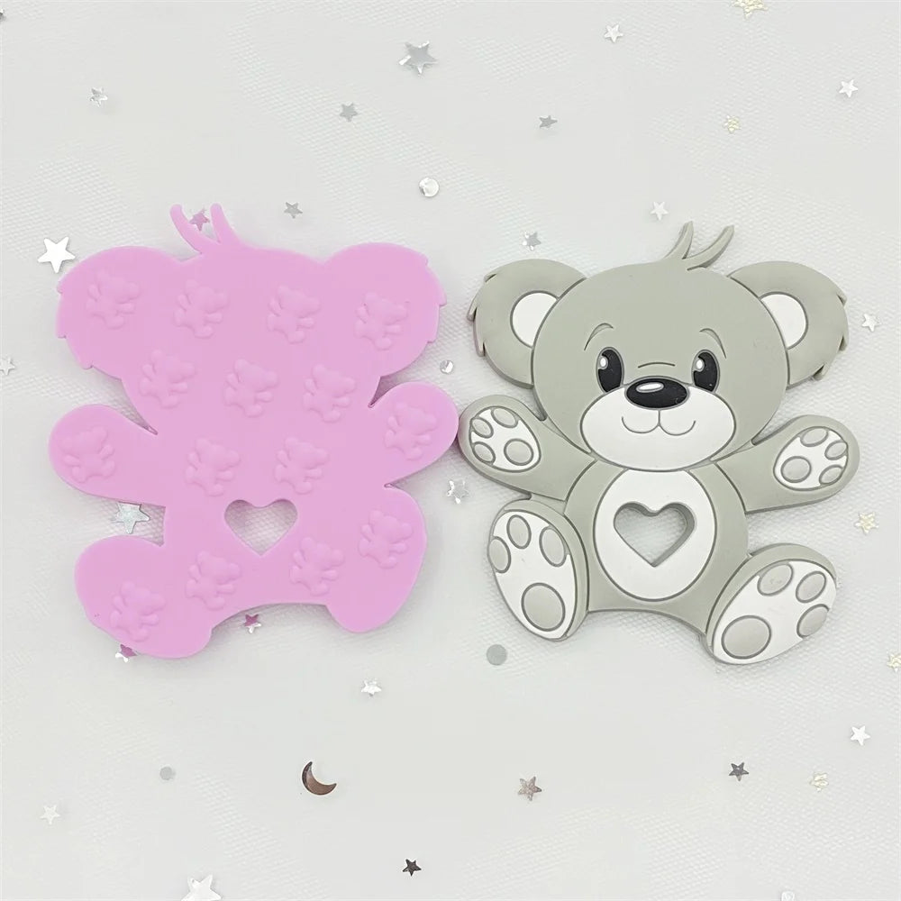 10pcs Bear Silicone Baby Teether rodent Teething Toys Chewable Animal beads Baby Products Nursing Gift DIY pendant necklace