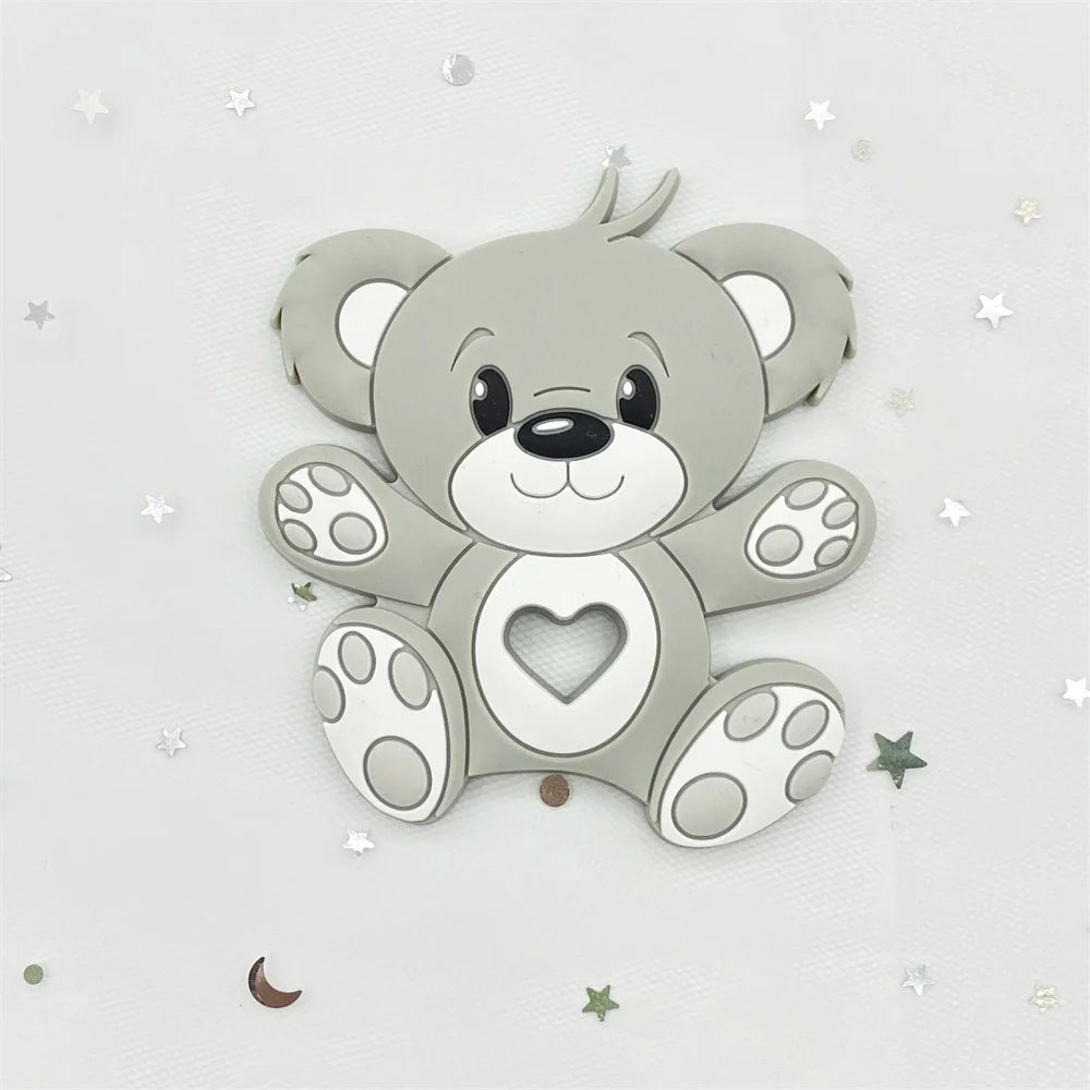 10pcs Bear Silicone Baby Teether rodent Teething Toys Chewable Animal beads Baby Products Nursing Gift DIY pendant necklace