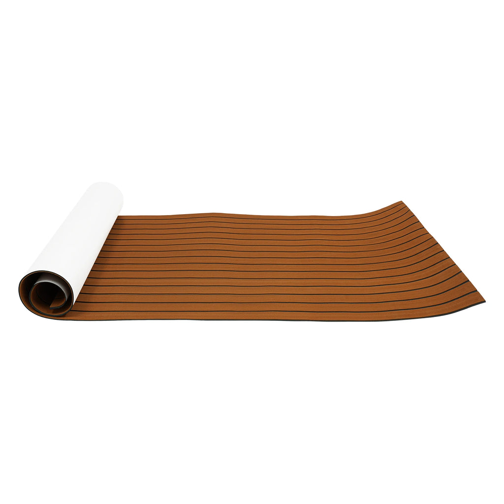 240x90cm EVA Foam Teak Floor Mat 6mm Thick Anti-Slip Self-Adhesive Pad Cuttable Waterproof Marine Carpet for Boat Deck RV Yacht