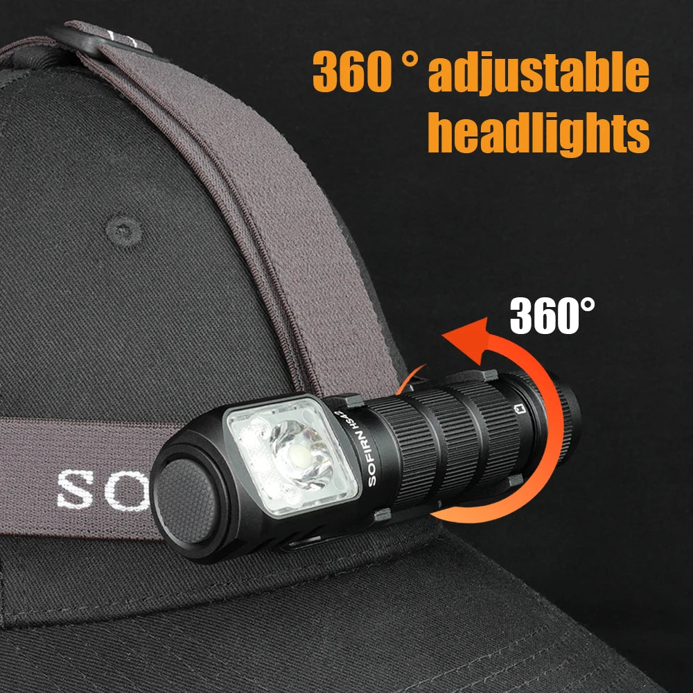 Sofirn HS42 Linterna Frontal 2100lm | SST40 LED | 18650 | USB-C Recargable | Power Bank | Magnética | Camping y Pesca