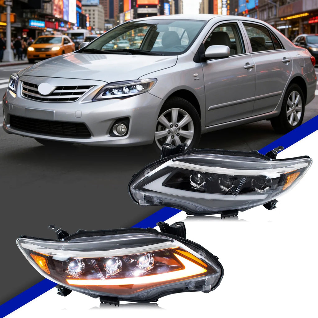 Faros LED Xunder Toyota Corolla 2011-2013 | DRL | Triple Proyector | Intermitente Secuencial | Par | Plug & Play