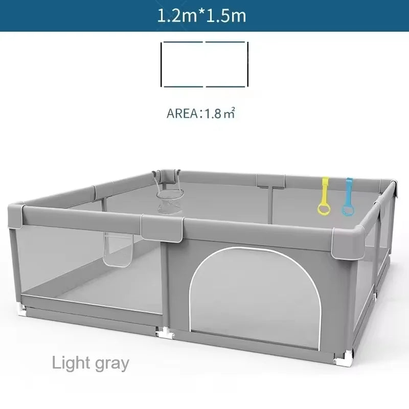 Corralito IMBABY para Bebés | Gris | Valla de Seguridad con Aro y Caja de Pelotas