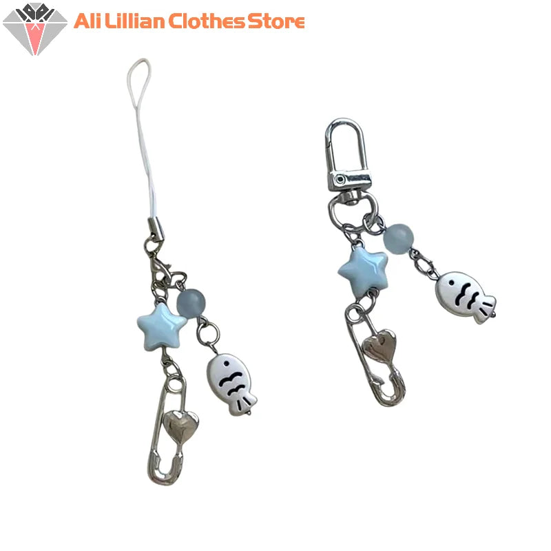 Summer Small Fish Star Charm Keychain Phone Lanyard Keyring Bag Pendant Accessory Aesthetic Y2k Jewelry