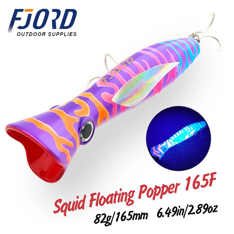 FJORD Popper Topwater Mar | 165mm 82g | Flotante | Paso en Z | Construcción Through Wire | Pesca Mar - Firu Total Sales