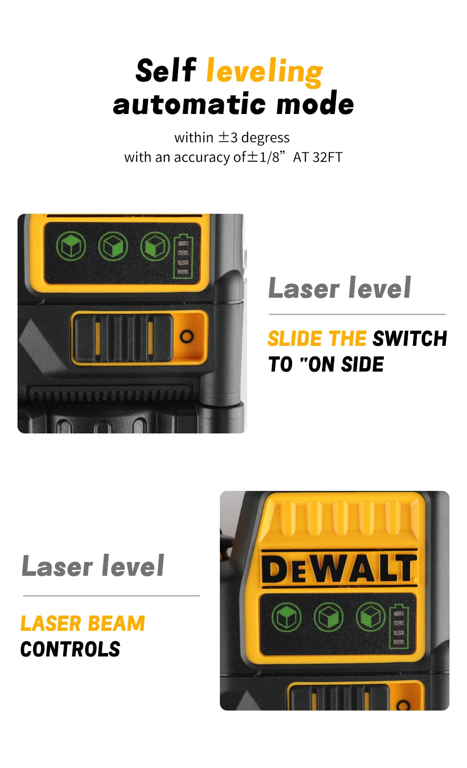 2025 DEWALT DW089LG 12V Li - ion Battery - Powered Self - Levelling Green Beam Laser. 12 Lines in 3x360° for Ultimate Precision