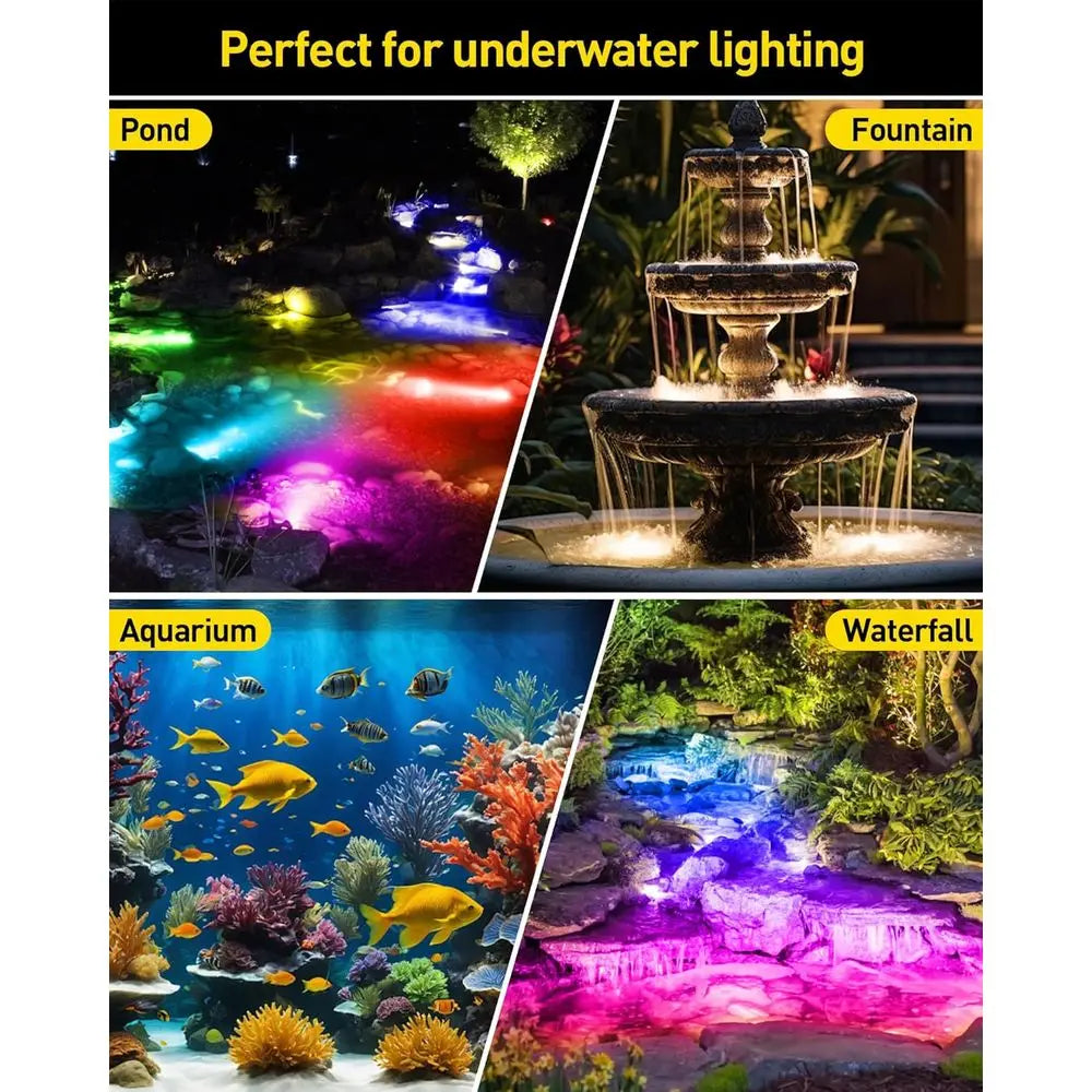 LED Pond Lights Underwater, Color Changing Submersible ountain Lights with APP Control, Waterproo Spotlight with 16 Million Col,