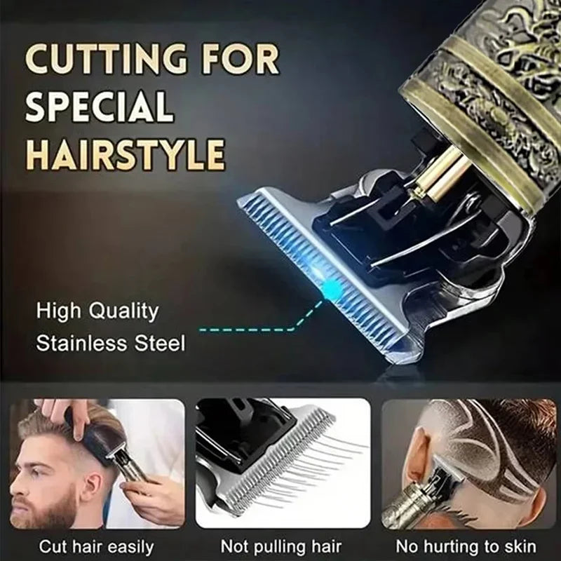 Portable Hairdressing Clipper USB Fast Charging Approaching Zero Gapped Cutting Shaver Man Electric Grooming Kit