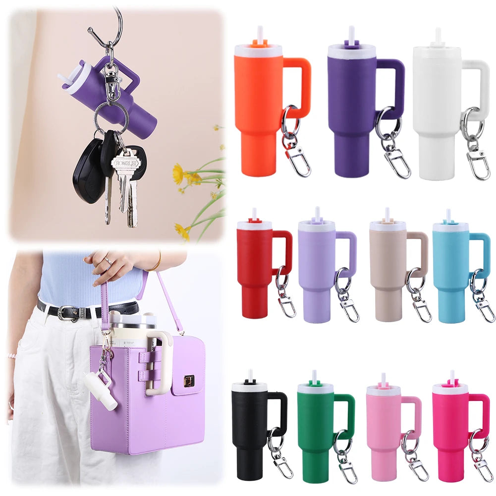 Mini Cup Keychain Lip Balm Keychain Cute Tumbler Key Ring Chapstick Holder Keychain Handbag Charms Key Ring for School Bag