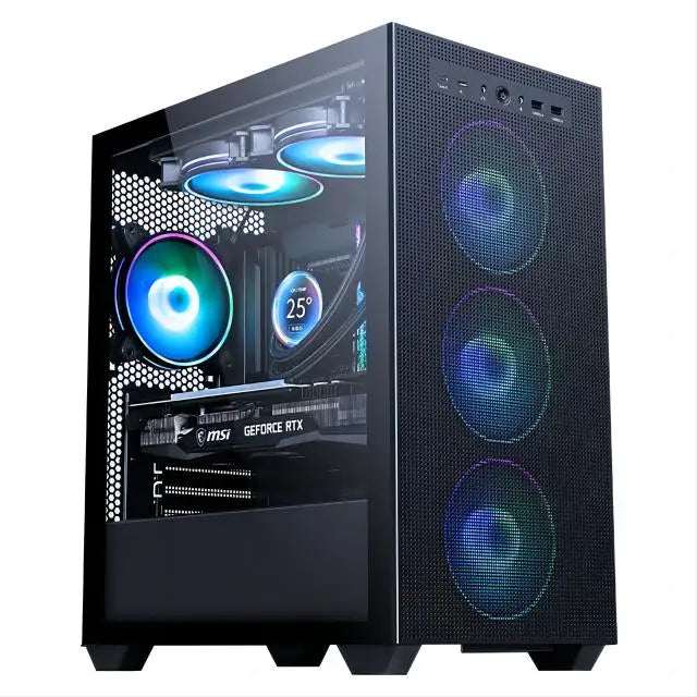 aotesier pc gaming i9 i7 computer acrylic  light strip front panel top power supply side transparent chassis game atx host box
