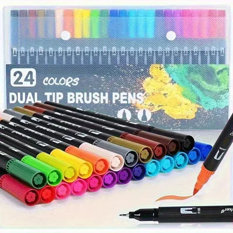 Double-ended watercolor marker set - for painting and handicrafts, durable plastic pen body, Christmas gift