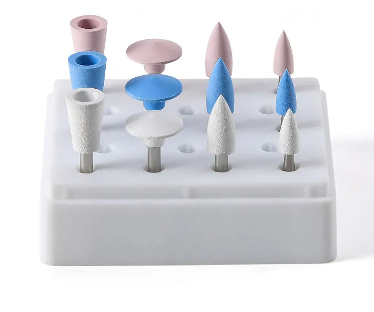 AZDENT 12Pcs/Set Dental Silicone Polishing Rubber Grinding Heads Teeth Polisher 2.35mm RA Finisher for Low Speed Handpiece