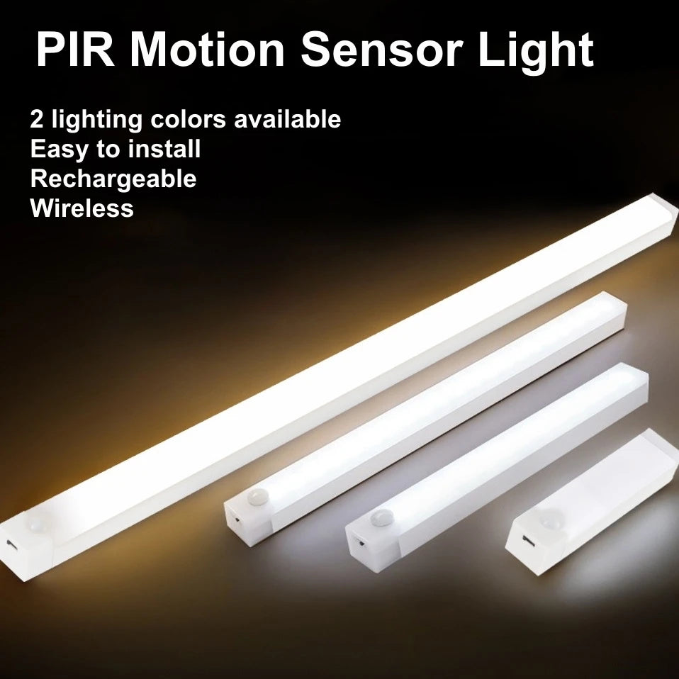USB Rechargeable Motion Sensor LED Bar Light Induction Night Light Wireless Cordless Magnetic Cabinet Lamp for Bedroom Kitchen