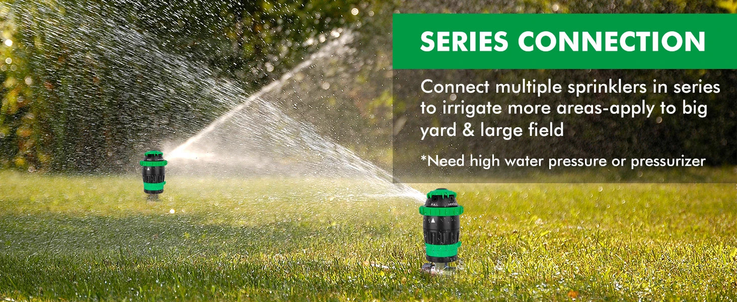 Gear Drive Sprinkler with Metal Spike Base, 5-Pattern Heavy Duty Gardening Watering System, Multi-Adjustable Law