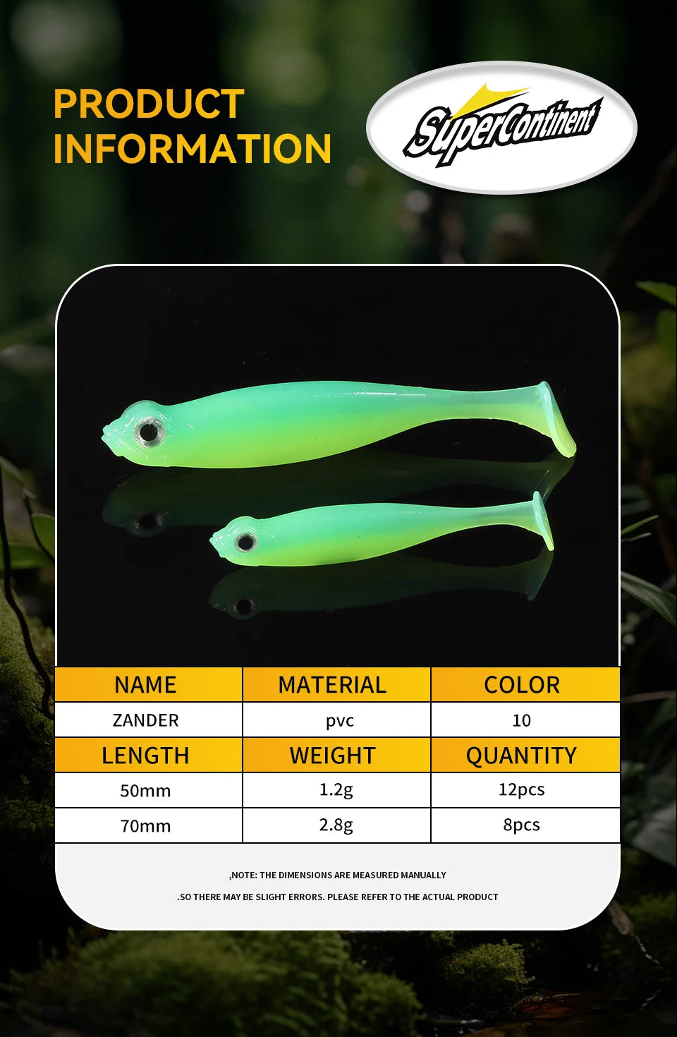 Supercontinent Shad Cola-T Silicona | 5cm/7cm | Swimbait Wobbler | Pesca Mar, Lago y Río - Firu Total Sales