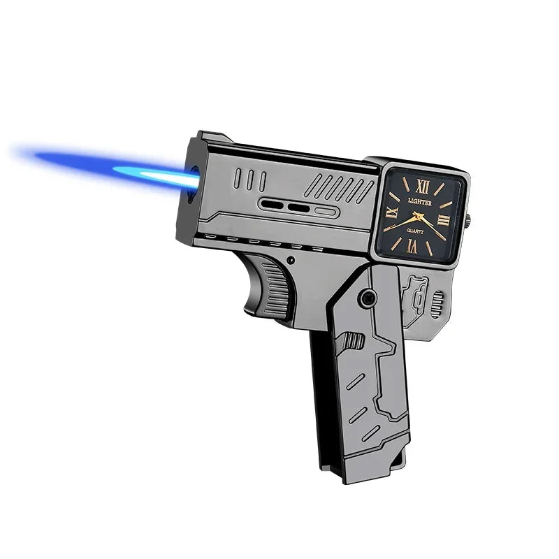 Cool Lighter Folding Watch Spray Gun Lighter Butane Torch Windproof Jet Blue Fire Metal Lighter Smoking Accessories Unique Gift