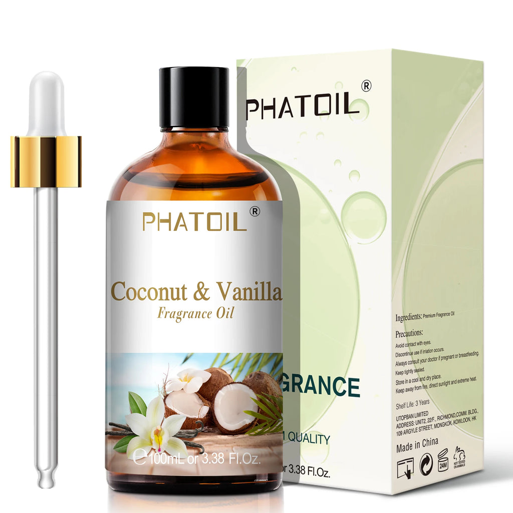 PHATOIL 100ML Coconut Peach Blueberry Mango Fragrance Oil Apple Banana Grape Lemon Aroma Oil for Oil Diffuser Soap Candle Making