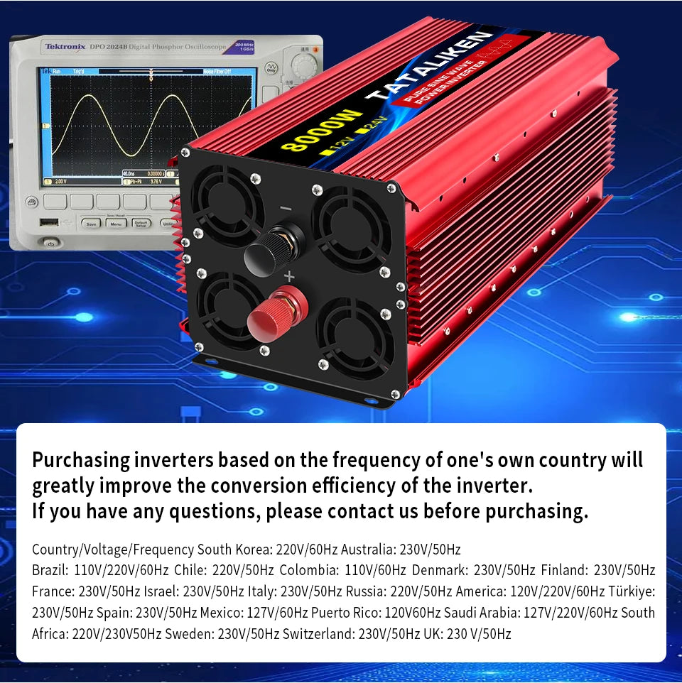 Pure Sine Wave Inverter 5000W 6000W 7000W 8000W 10000W DC To AC 12V  110V   Portable Power Voltage Converter Car Solar Inverter