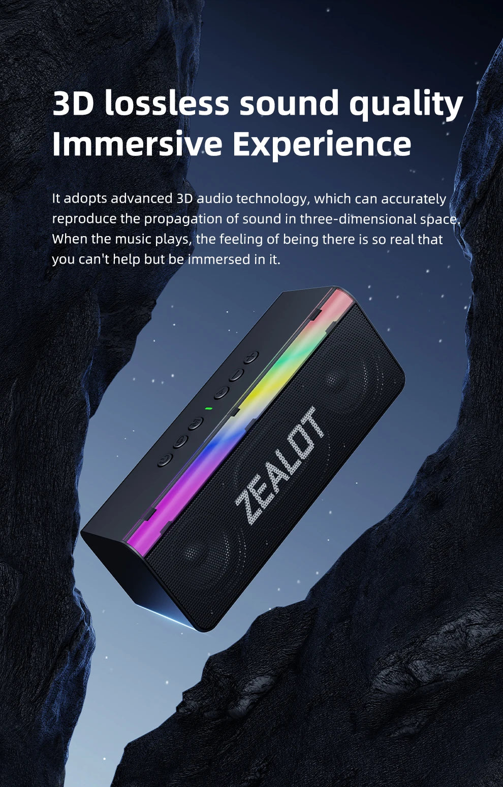 Zealot-S72 Outdoor Bluetooth Speaker 20W Superior Sound and Bass Music Sound Box IPX6 Waterproof 10H Playtime Portable Speaker