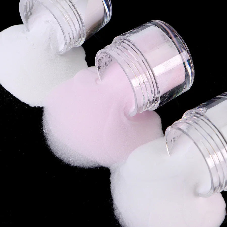 3Colors Acrylic Nail Powder Transparent/Pink/White Carving Crystal Polymer Powder Manicure Nail Polish Professional Accessories#