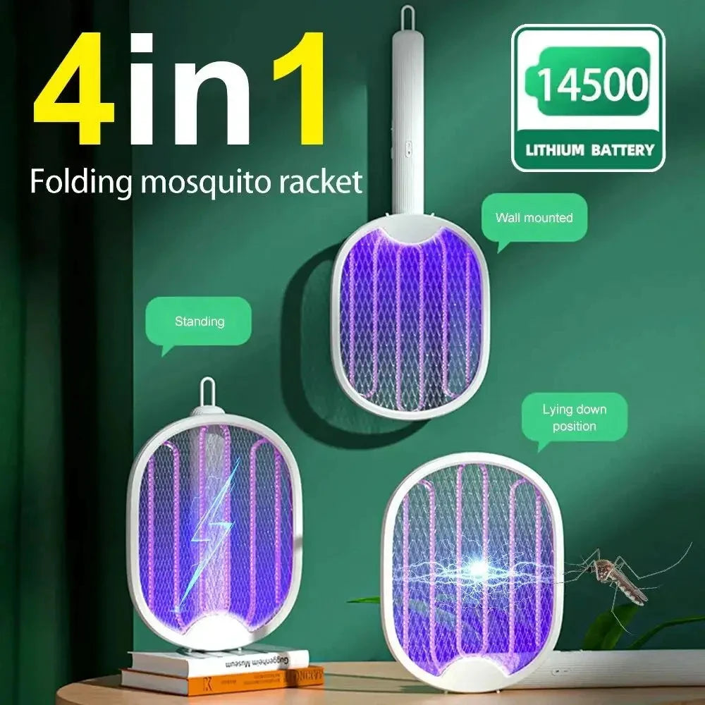 Raqueta Eléctrica Plegable 3000V UV | Recargable USB | Mata Mosquitos y Moscas | Hogar - Firu Total Sales