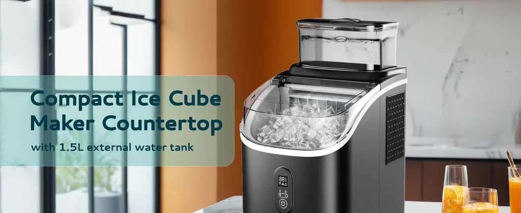 Máquina de Hielo Portátil EUHOMY | 15kg/24h | 9 Cubos en 6 Min | Autolimpiante