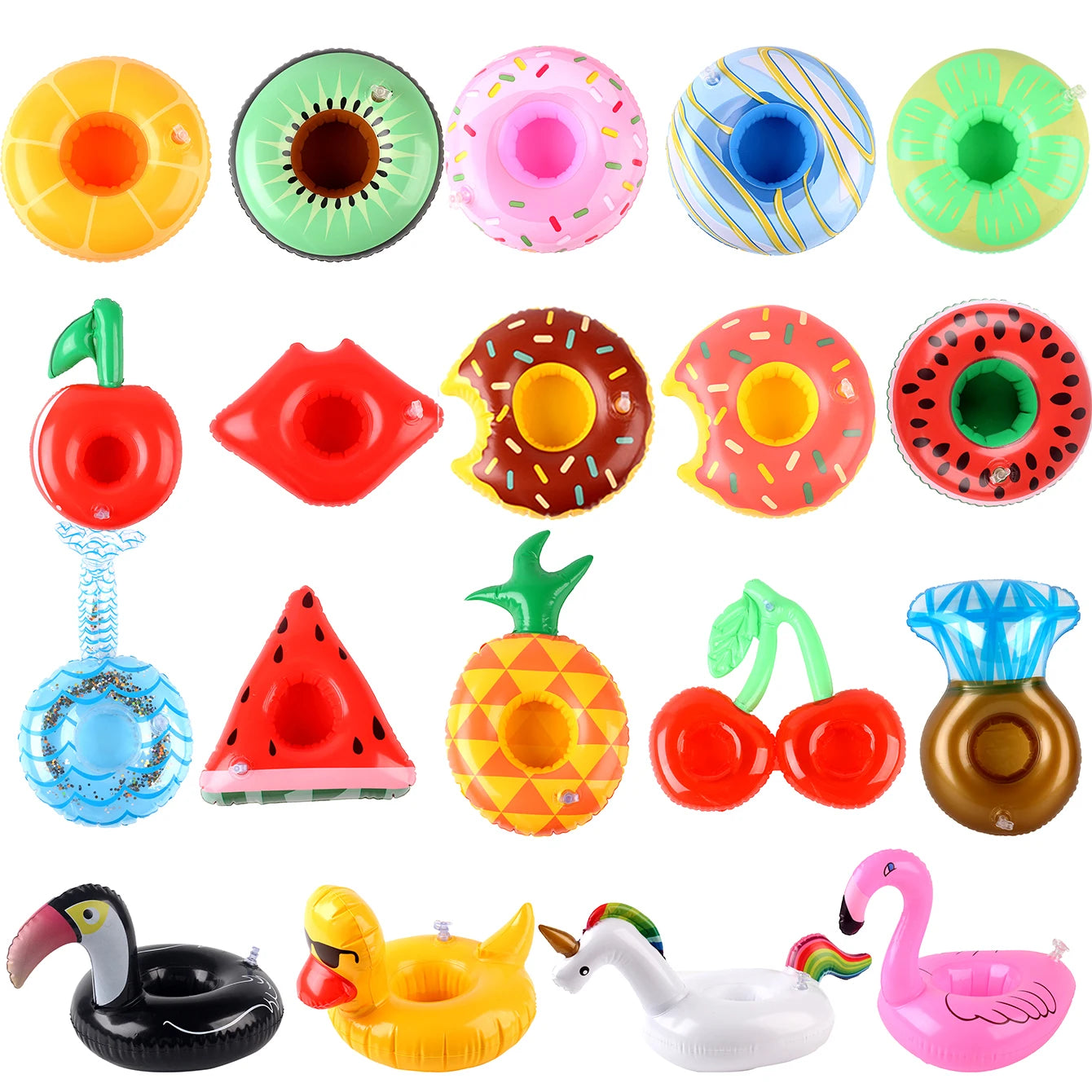 3/6/12PCS Floating Cup Holder Inflatable Swimming Pool Drink Cup Stand Cooler Table Party Supplies for Pool Beach Swimming