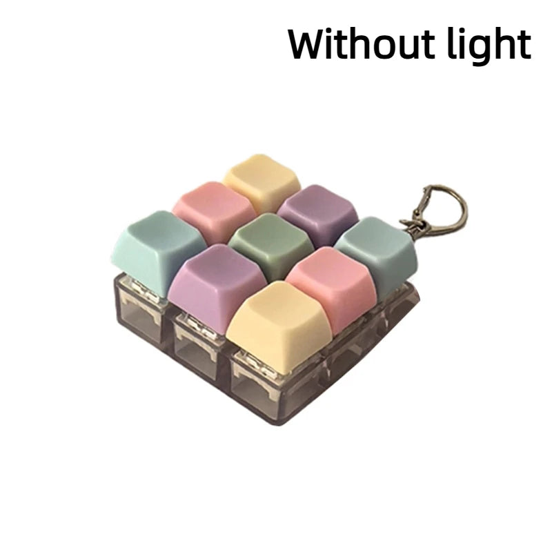 4/9 Keys Mechanical Keyboard Axis Tester LED Keyboard Key Toy Stress Relief DIY Button Keycap Fidget Keychain Toys Gift