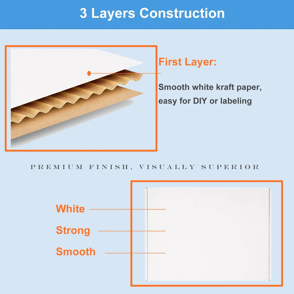 6x4x4 Shipping Boxes Set of 50,White Corrugated Cardboard Box for Mailing Packing Gifts Small Business