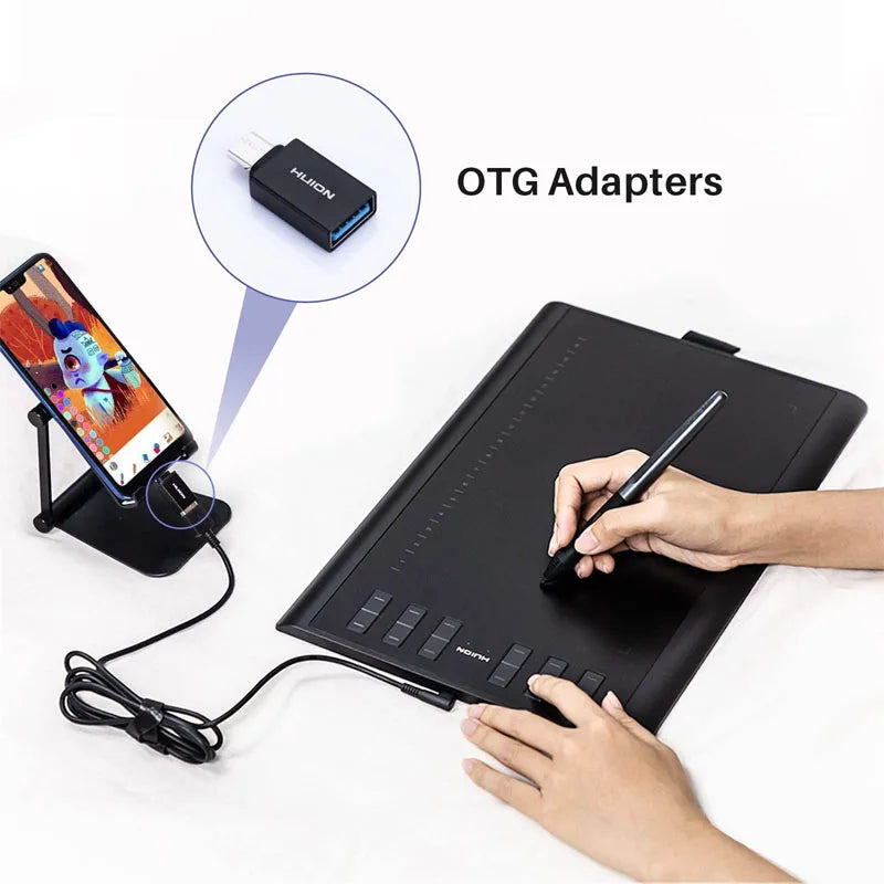 Tableta Gráfica HUION Inspiroy H1060P | 8192 Niveles Presión | Lápiz Sin Batería | 12 Teclas Personalizadas - Firu Total Sales