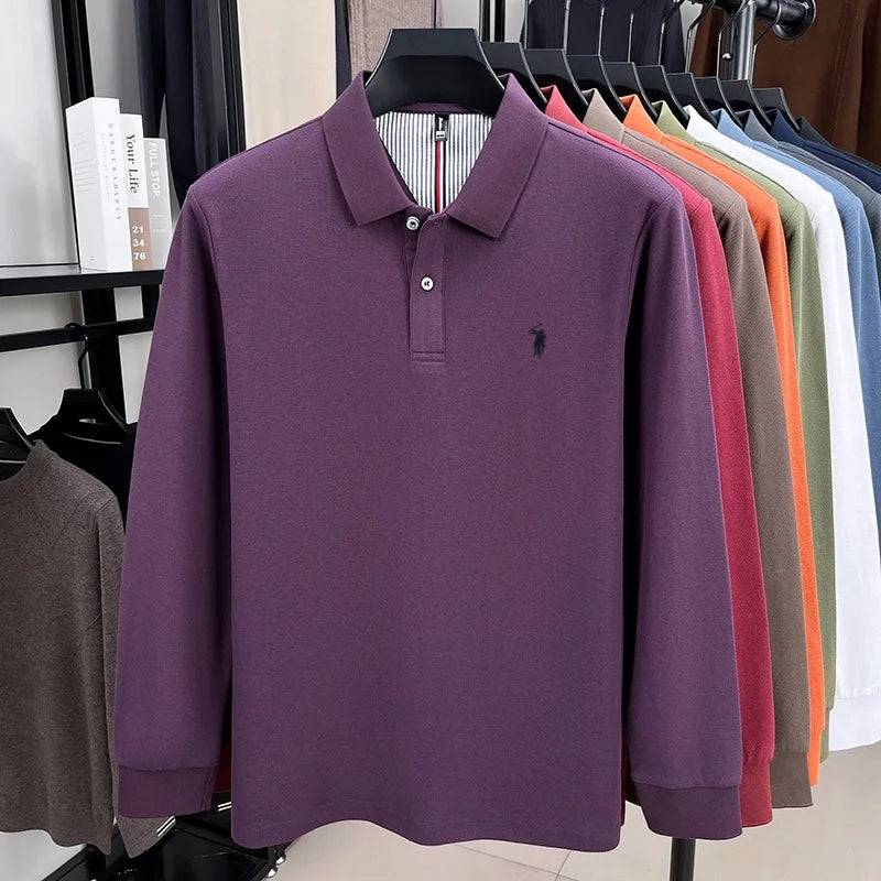 Polo Manga Larga 100% Algodón con Bordado de Pony | Casual Business Hombre 👔