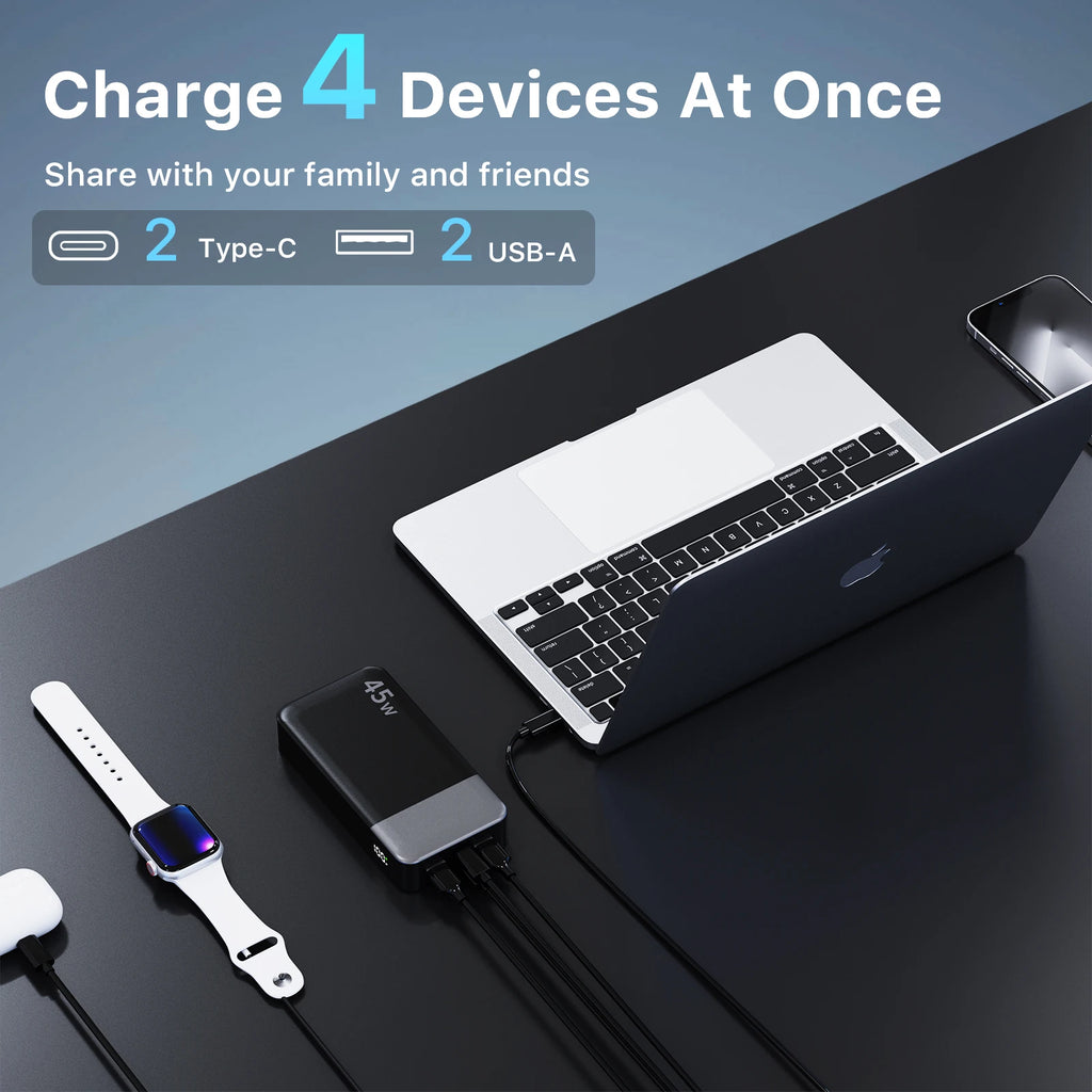 NOBIS 20000mah Power Bank 45W Fast Charging Portable Charger External Battery Pack with LED Display for iPhone Android Laptop