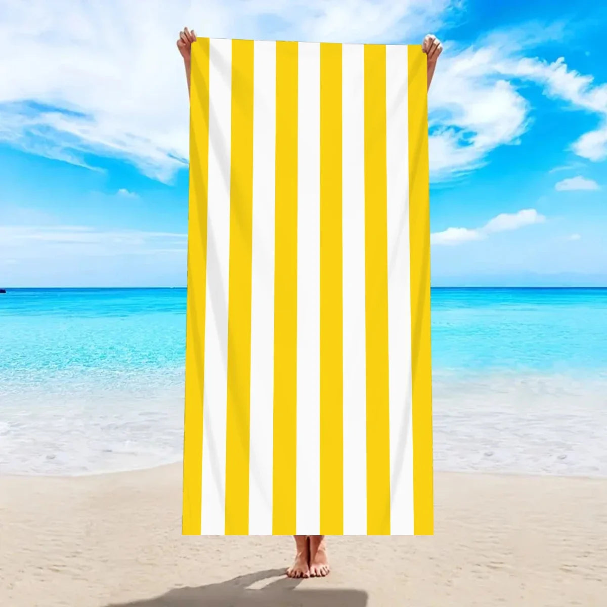 1pc Minimally Striped Beach Towel, Ultra-fine Fiber Quick Drying Absorbent Towel, Beach Swimming Vacation Beach Towel