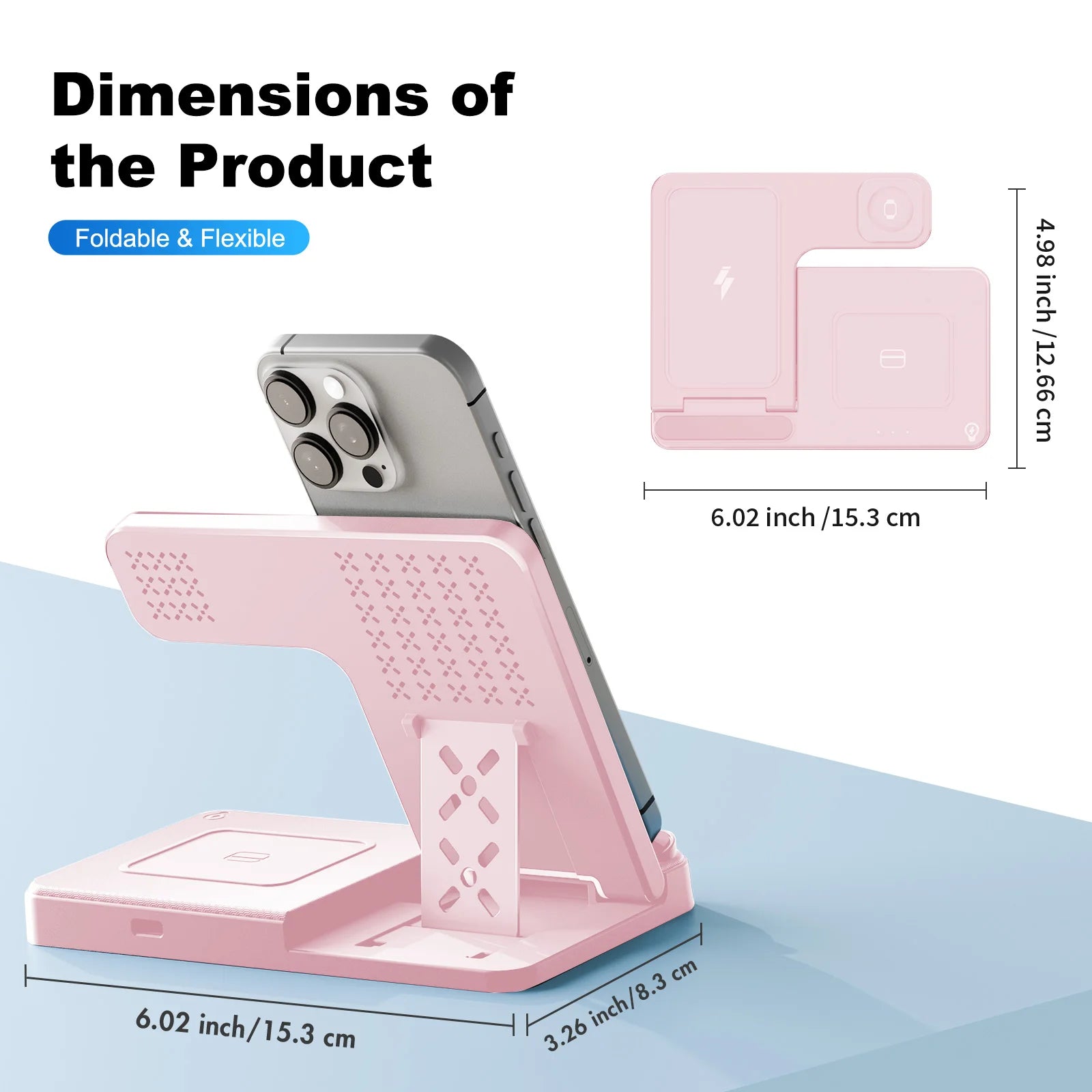 3-in-1 Magnetic Wireless Charger Stand 15W | iPhone + Apple Watch + AirPods Dock