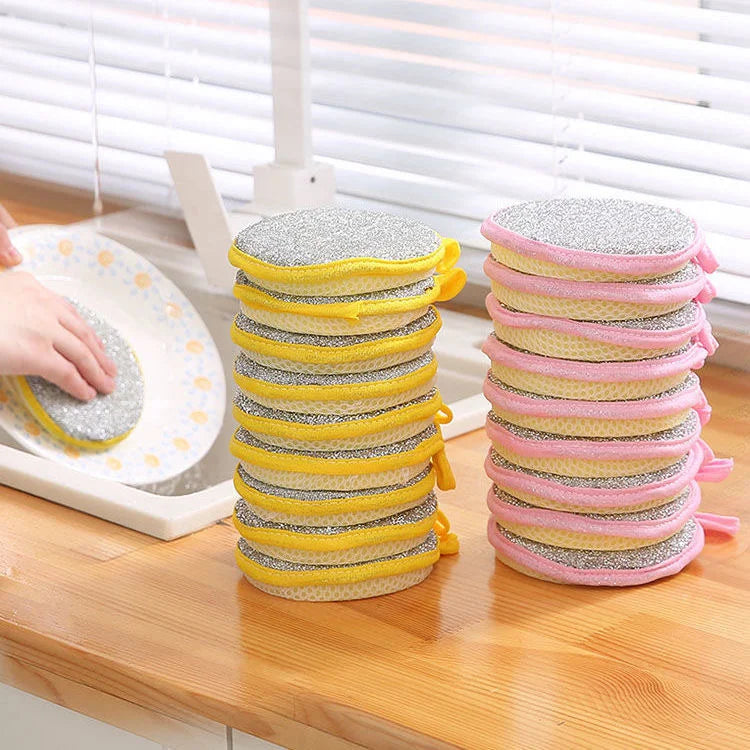 10PCS Double-Sided Dishwashing Sponges, Reusable Kitchen Cleaning Brushes for Pots, Pans & Dishes, Household Cleaning Tools