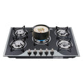 5 Burner Built-In Gas Stove Cast Iron Gas Hob Burner Cooker LPG NG  Dual Fuel Stainless Steel  Gas Hob Cooktop