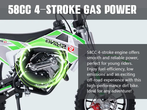 Mini Moto Off-Road 58cc 4 Tiempos con Arranque Manual | Gasolina | 6-12 Años 🏍️ - Firu Total Sales
