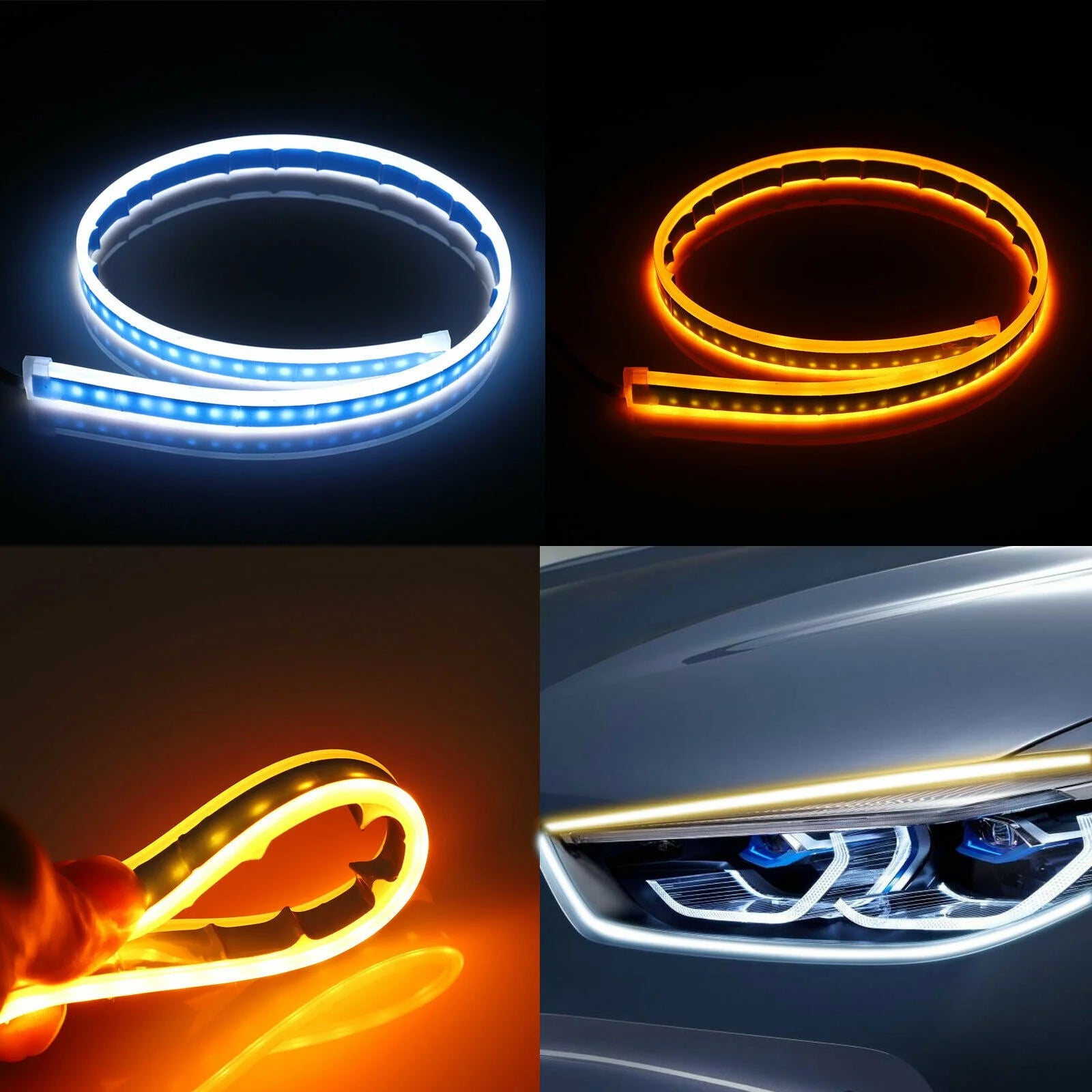 Par Tiras LED DRL 12V | Intermitente Secuencial Switchback | 30/45/60cm | Impermeable | Universal Auto