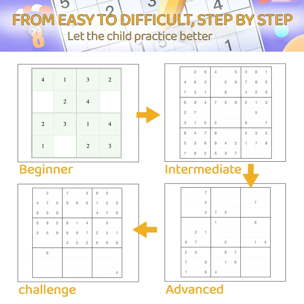 Sudoku Practice Book Math Exercise Thinking Logic for Kids of All Ages, Brain Exercise