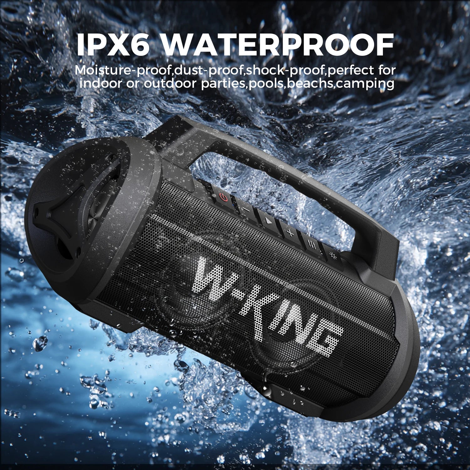 W-KING 70W RMS Bluetooth Portable Speaker,  Speaker Wireless Loud IPX6 Waterproof Bluetooth Speakers with Subwoofer/Bass Boost