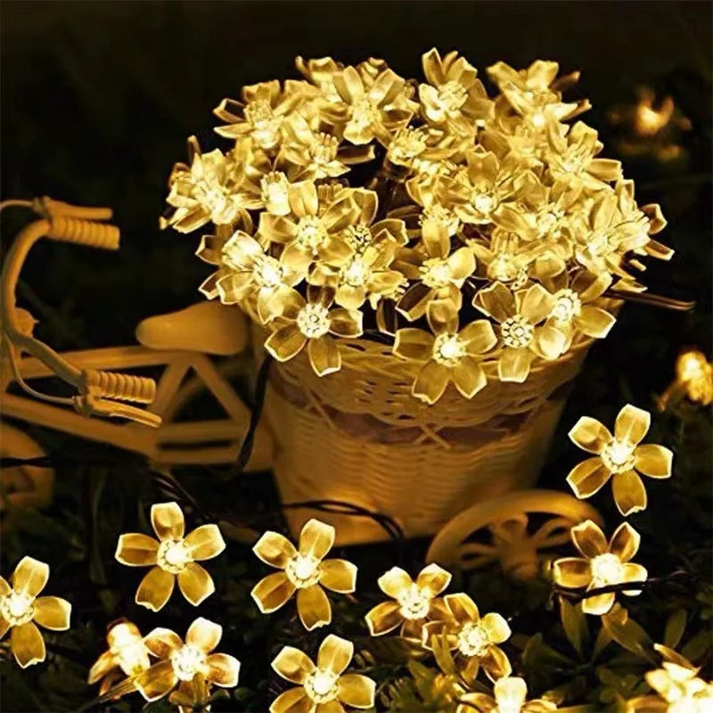Solar Sakura Fairy String Lights | Cherry Blossom LED | Wedding Garden Christmas Outdoor