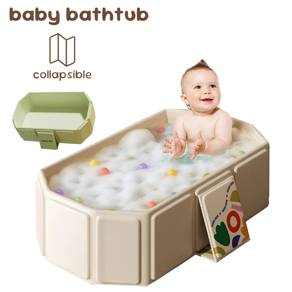Foldable Baby Bathtub with Drain — Compact Infant Tub | All Ages